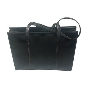 Gucci Vintage Black Leather Structured Tote Bag Unisex